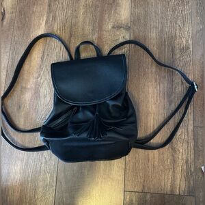 Black Leather Purse Backpack